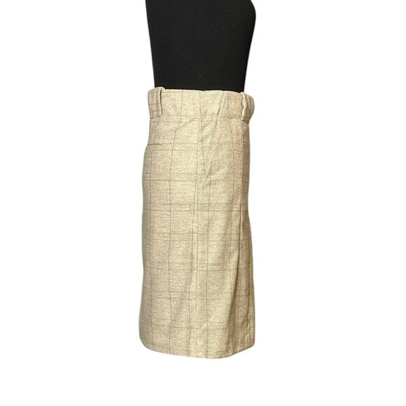 Zara Beige brown Wool Plaid Button Down Skirt size Large - Picture 8 of 16